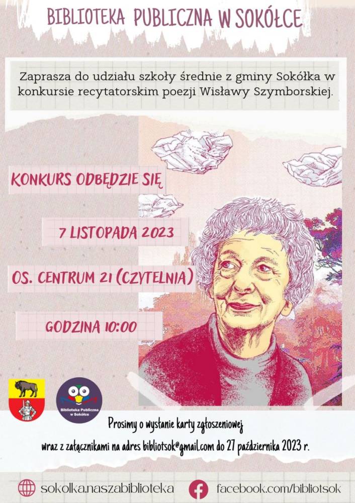 Plakat konkursu recytatorskiego poezji Wisławy Szymborskiej